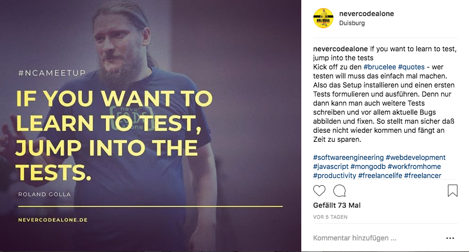 Instragram Never Code Alone